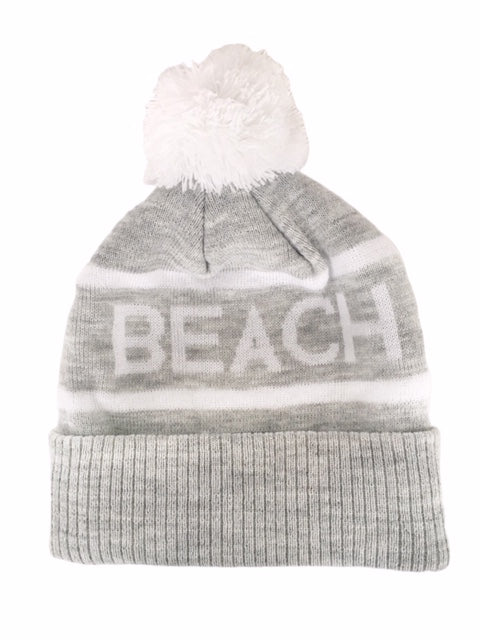 Crystal Beach Heather Grey Pom Toque