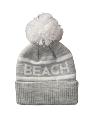 Crystal Beach Heather Grey Pom Toque